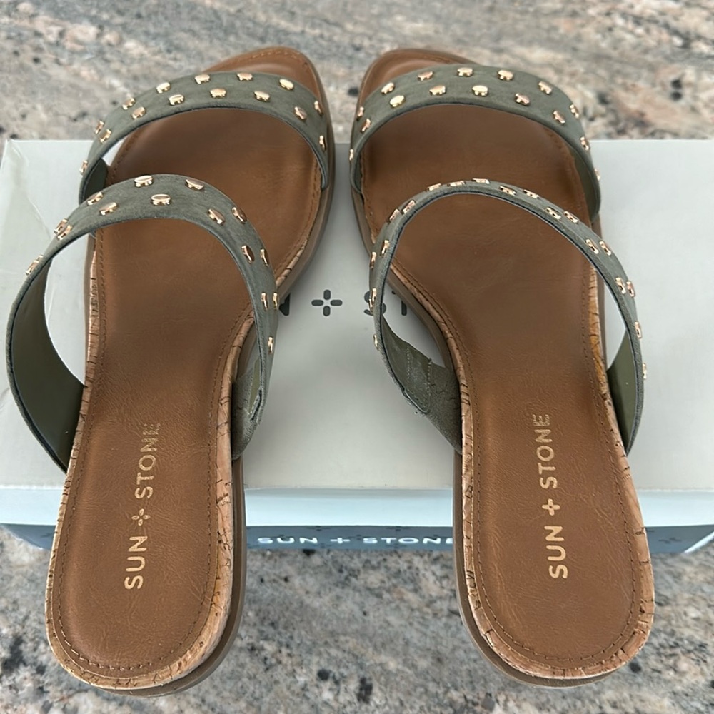 Sun and Stone studded slides